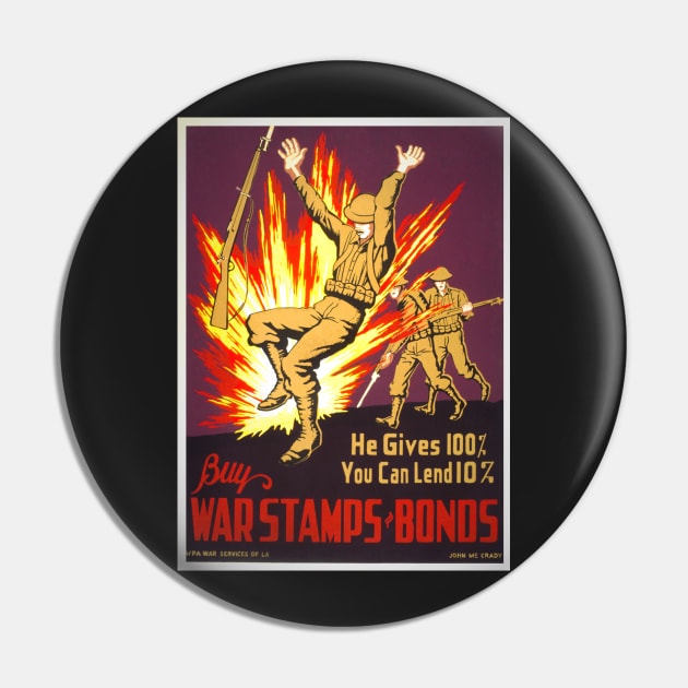 Restored Vintage WPA and WWII War Bonds Purchase Propaganda War Print Pin by vintageposterco