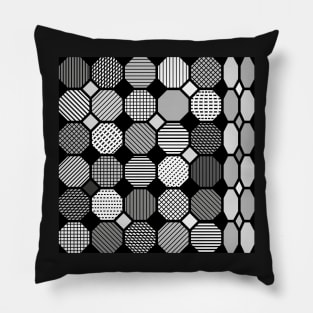 Textured Geometric Polygons, grayscale Pillow