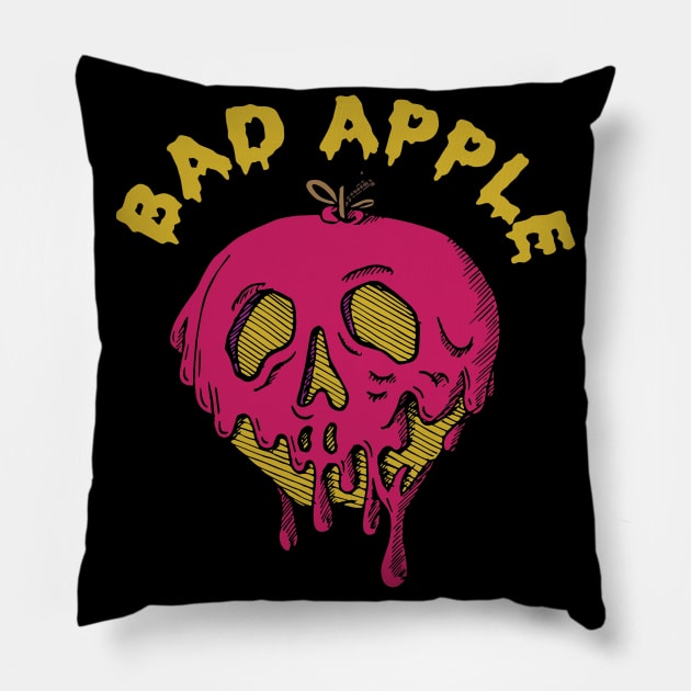 Bad Apple. Pink + Yellow Pillow by racoco