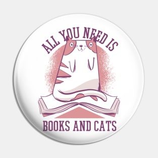 Books and cats T-shirt Pin