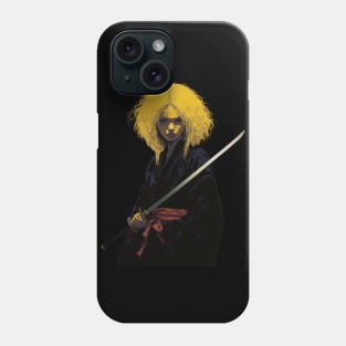 Ninja Queen: Retro Anime Warrior in Black & Yellow Phone Case