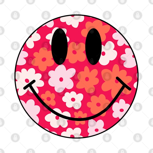 retro hippie smile face flowers by GrammyD