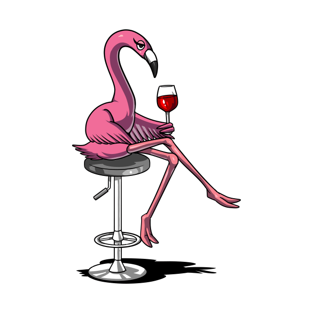 Flamingo Wine Drinking Bird by underheaven