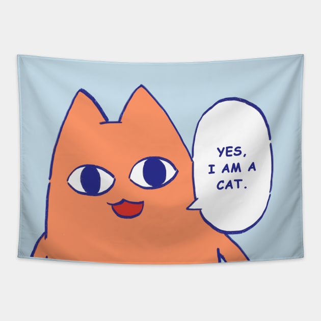 chiyo dad saying yes i am a cat / funny azumanga daioh meme Tapestry by mudwizard