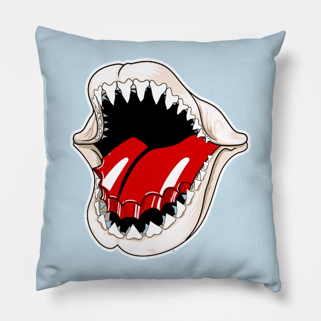 Bite Your Tongue Pillow by Fire Forge GraFX