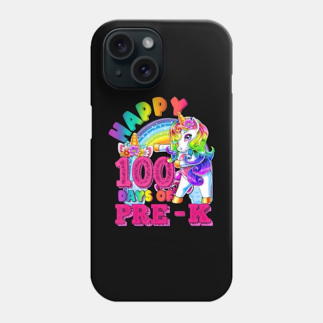 Dabbing Unicorn 100th Day Of School PreK Kid Girls Teacher Phone Case by Saboia Alves