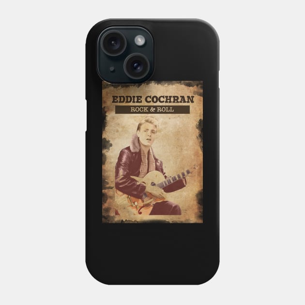 Vintage Old Paper 80s Style Eddie Cochran Rock & Roll Phone Case by Madesu Art