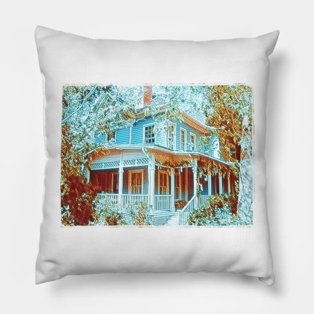 The Girls' Home - Blue Pillow by Fenay-Designs