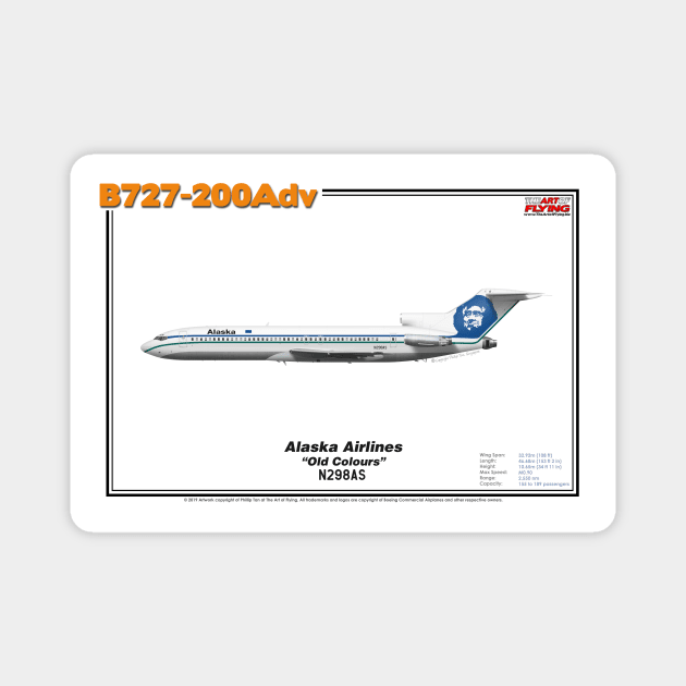 Boeing B727-200Adv - Alaska Airlines "Old Colours" (Art Print) Magnet by TheArtofFlying