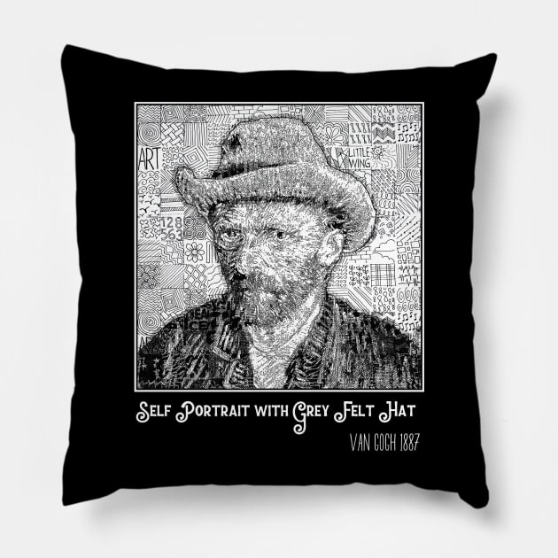 Self Portrait with Grey Felt Hat Van Gogh 1887 Pillow by JR