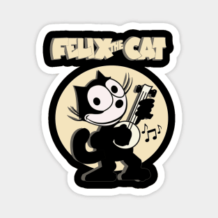 Banjo Playing Musical Felix Old School Retro Cat Cartoon Art Magnet