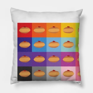 Doughnuts galore! Rainbow Chanukah Doughnut Grid Pillow