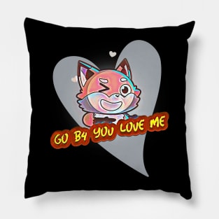 Go B4 You Love Me (cartoon cat winking inside heart) Pillow