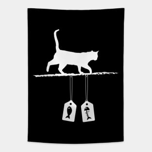 Cat silhouette-Fish Sale tags-Love cats Tapestry