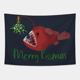 Merry kissmas anglerfish under the mistletoe Tapestry