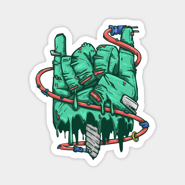 green zombie metal horns Magnet by manuvila