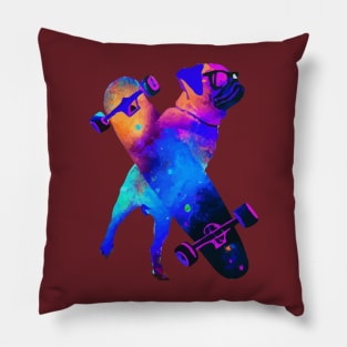 French Bulldog Trippy Space Skater With Glasses Stencil Pillow