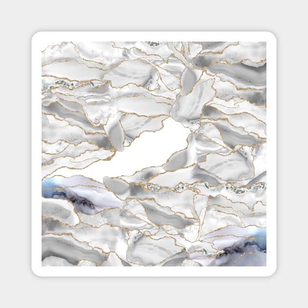 White and Gold Glitter Agate Magnet by Alemi