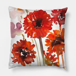 Transvaal daisy watercolour painting on white Pillow