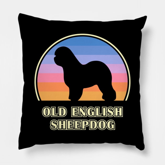 Old English Sheepdog Vintage Sunset Dog Pillow by millersye