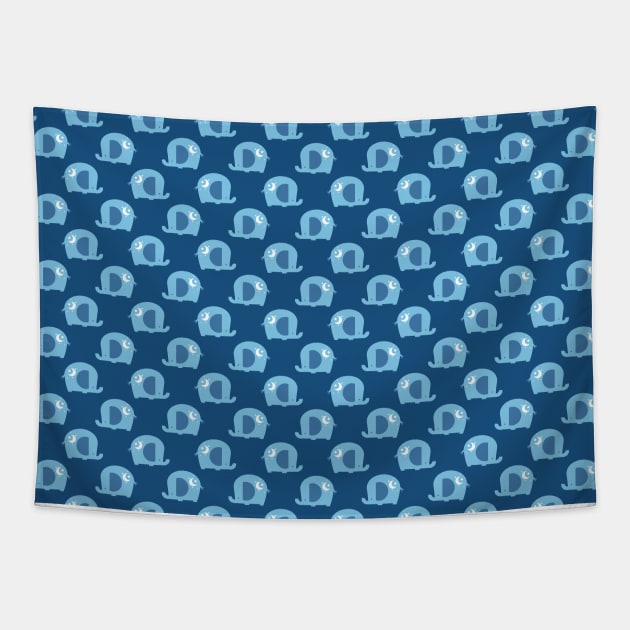 Moon Elephant Blue Pattern Tapestry by saradaboru