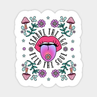 Feed your soul, hippy, mushroom retro peace and love design Magnet
