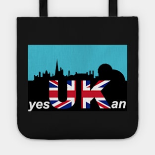 UK, flag, London cityscape Tote