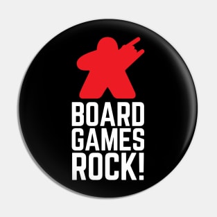 Board Games Rock Meeple Pin