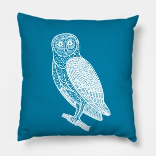 Barn Owl - hand drawn owl design Pillow