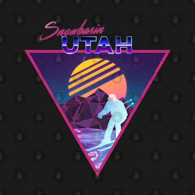 Retro Vaporwave Ski Mountain | Snowbasin Utah | Shirts, Stickers, and More! by KlehmInTime