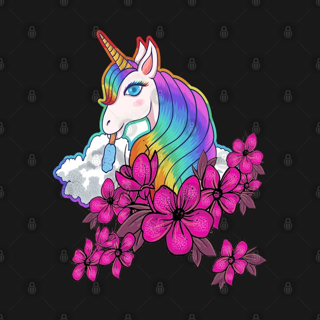 Cute Unicorn Flower by JeffDesign