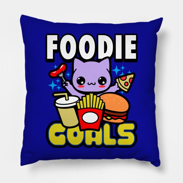 Foodie Goals Cute Junk Food Loving Cat Eating Meme Pillow by Originals By Boggs