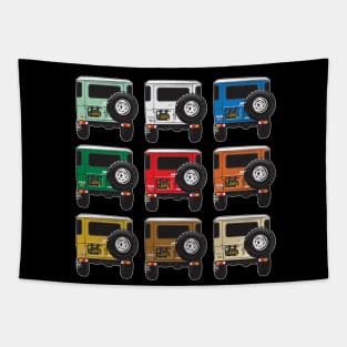 A Rainbow of Awesomeness (Stacked Rear FJ40s) Tapestry