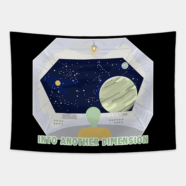 Into Another Dimension Extraterrestrial Ufo Conspiracy Alien Tapestry by GraphicsLab