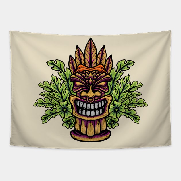 Hawaiian Tiki Tapestry by Tuye Project