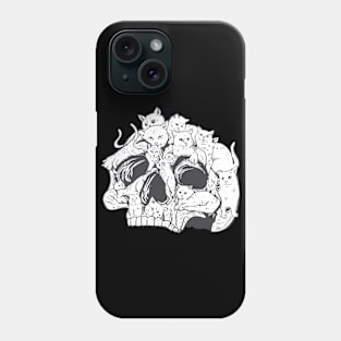 Skull Cats and Kittens Cute Fluffy Spooky Phone Case