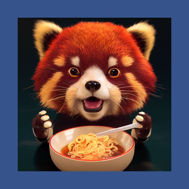 Kawaii Red Panda Eating Ramen by Grassroots Green