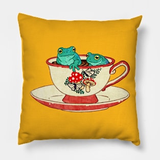 Tea Cup Frogs Pillow