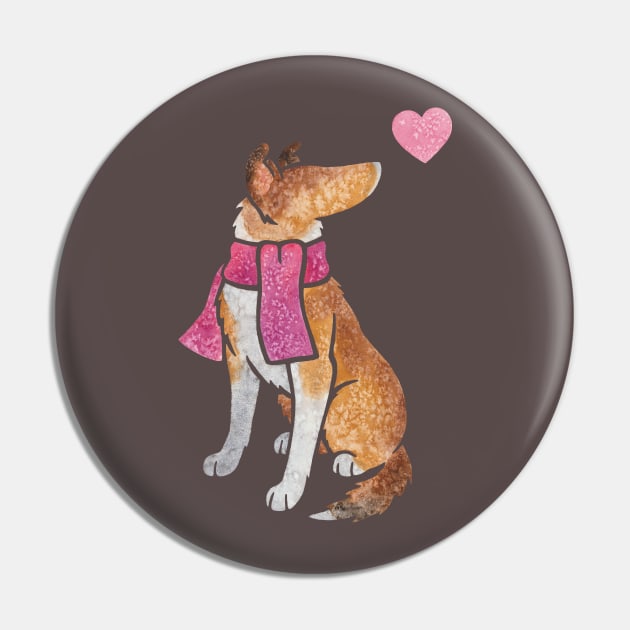 Watercolour Smooth Collie Pin by animalartbyjess