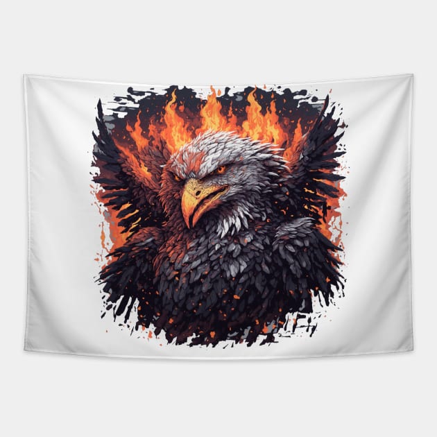 EVIL AND APOCALYPTIC EAGLE WITH FIRE AROUND Tapestry by cafee