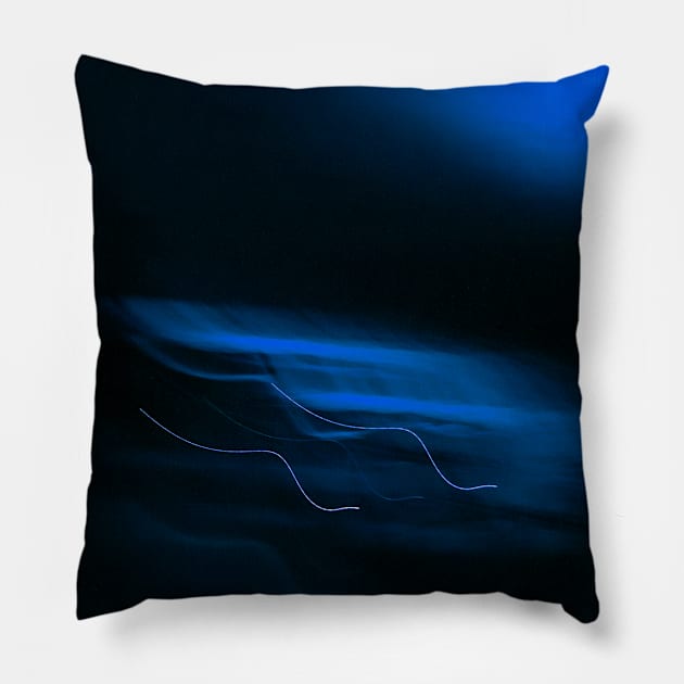 Blue blurry lights Pillow by Beccasab photo & design