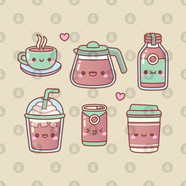 Cute Hot Coffee Iced Coffee Doodles by rustydoodle