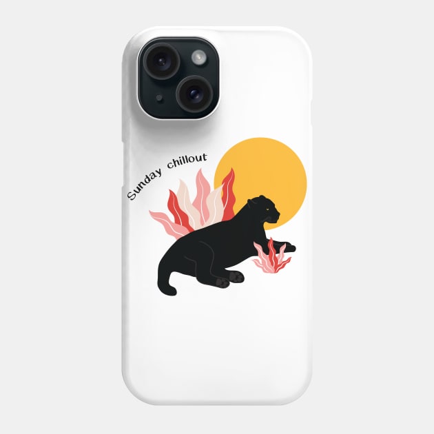 Sunday chillout with black panther - text Phone Case by grafart