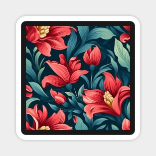 Crimson Blossoming Floral Seamless Pattern Magnet