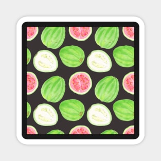 Bright watercolor tropical fruit pattern, guavas Magnet