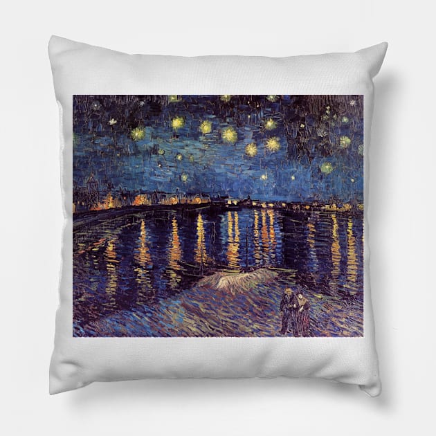 Starry Night Over the Rhone by Vincent Van Gogh Pillow by Naves