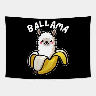 Ballama: Funny Llama Banana Graphic with a Llama Pun Saying Tapestry