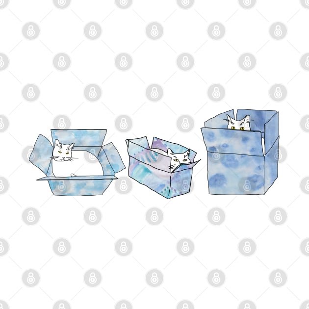 Three cats sitting in blue boxes! by HFGJewels