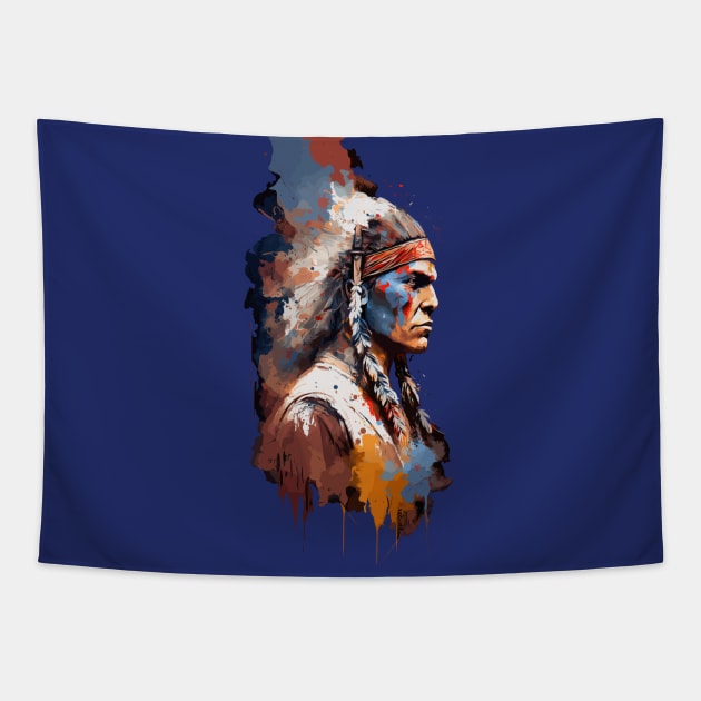 Native American Warrior V1 Tapestry by Peter Awax