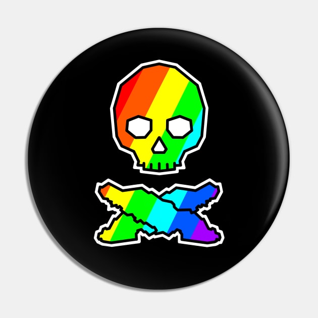 Vancouver Island Skull and Cross Bones - Colourful Rainbow Jolly Roger - Vancouver Island Pin by City of Islands